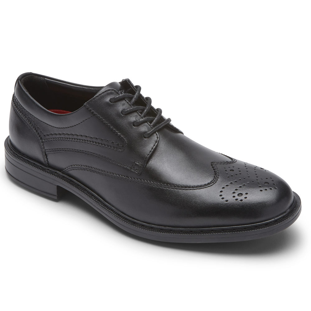 Zapatos Con Cordones Rockport Hombre Mexico - Tanner Wingtip Negros - MSLWH8619